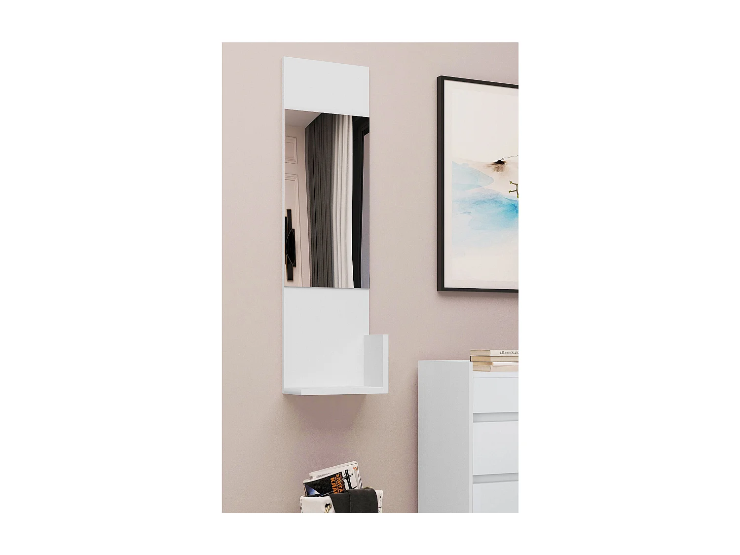 Kosmo|Miroir avec cadre en effet bois blanc