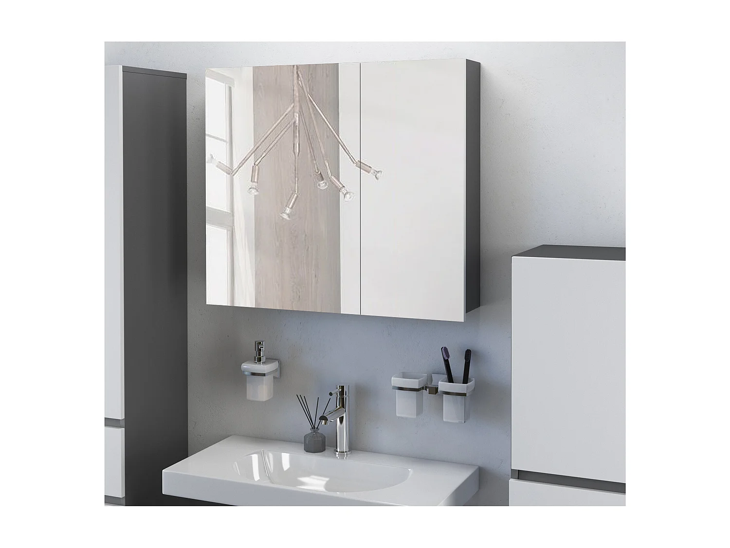 Wisla |Armoire à miroir suspendue en blanc