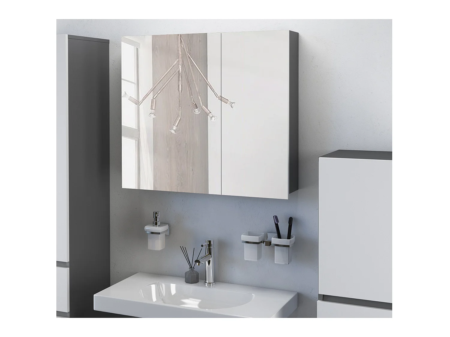Wisla |Armoire à miroir suspendue en blanc