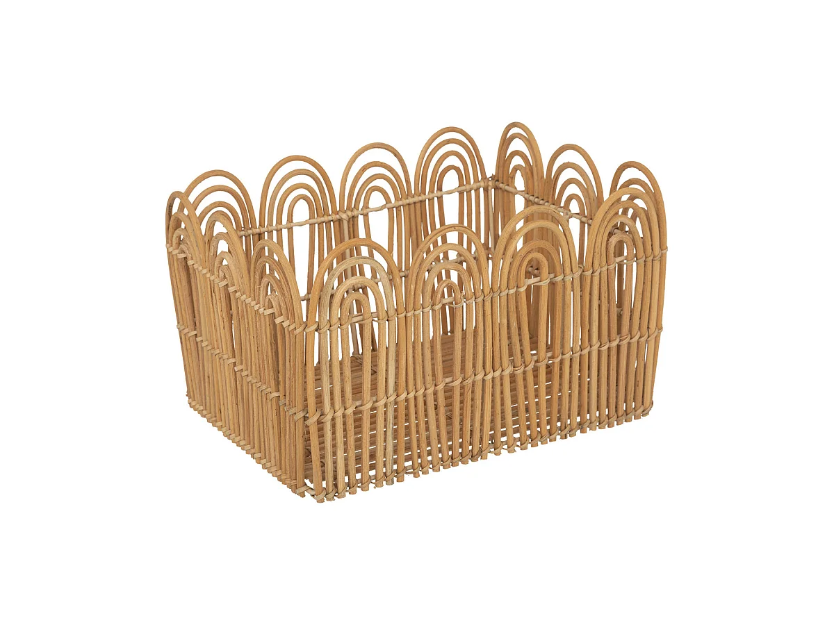 Lot de 3 Caisses de rangement Cagette en Fer et Rotin