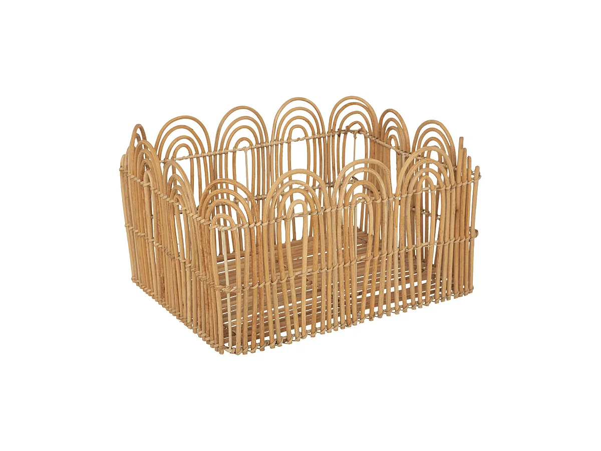 Lot de 3 Caisses de rangement Cagette en Fer et Rotin