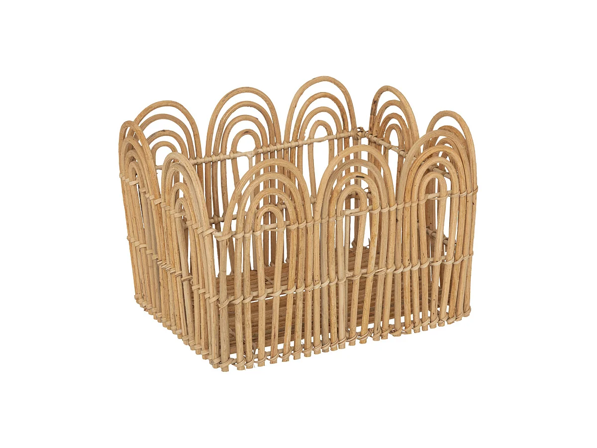 Lot de 3 Caisses de rangement Cagette en Fer et Rotin