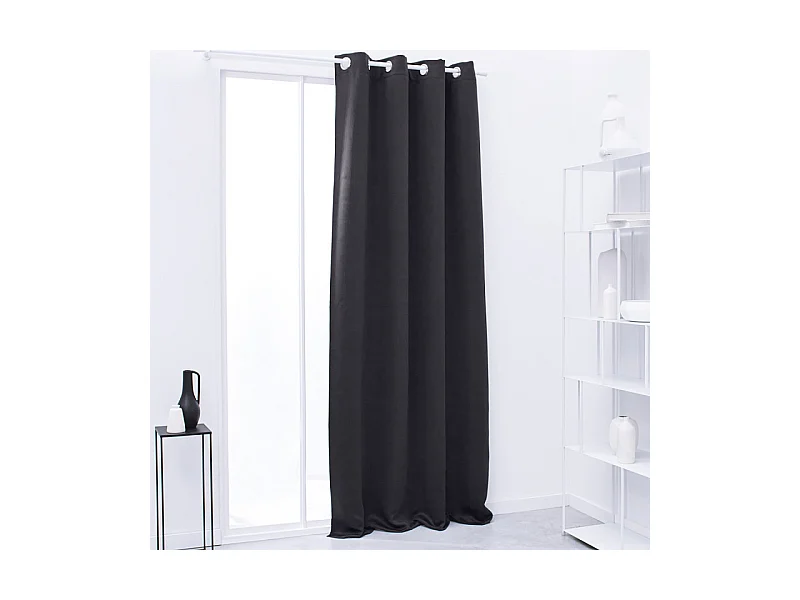 Rideau a oeillets - 140X240 - Fusain -  Essential - 356003