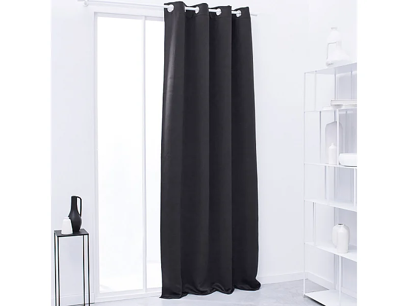 Rideau a oeillets - 140X240 - Fusain -  Essential - 356003