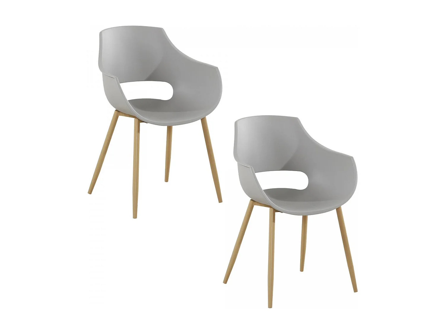 Fauteuil semi artisanal LOT DE 2 ABA 58x59x85 gris