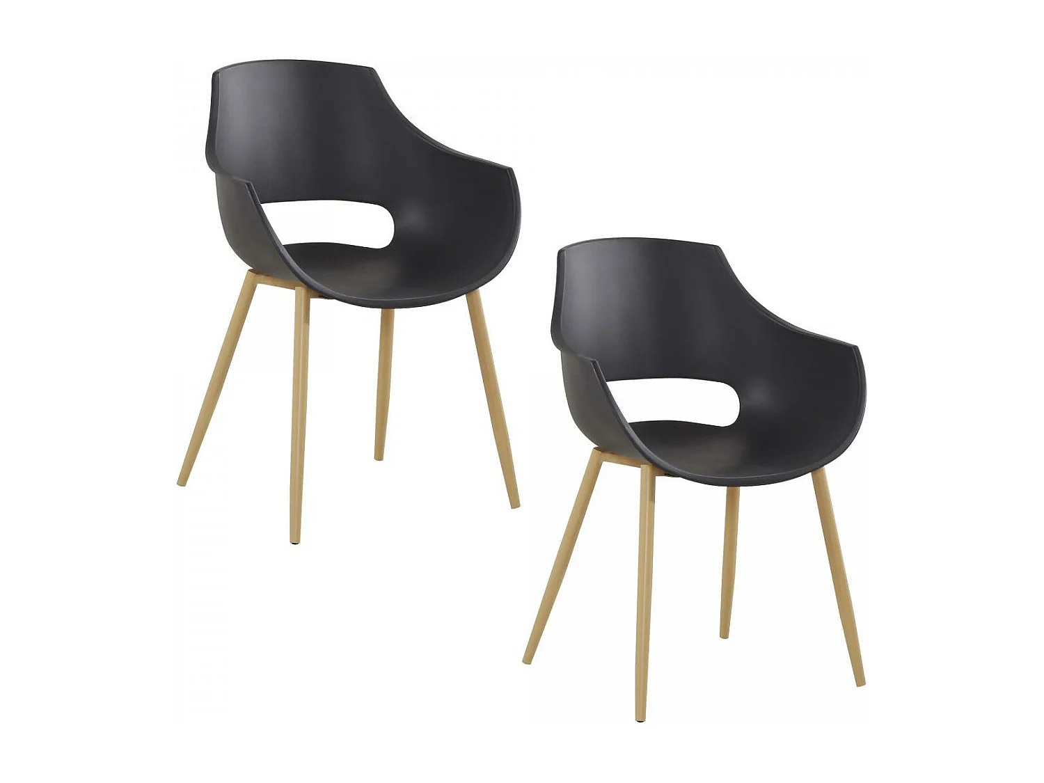 Fauteuil semi artisanal LOT DE 2 ABA 58x59x85 noir