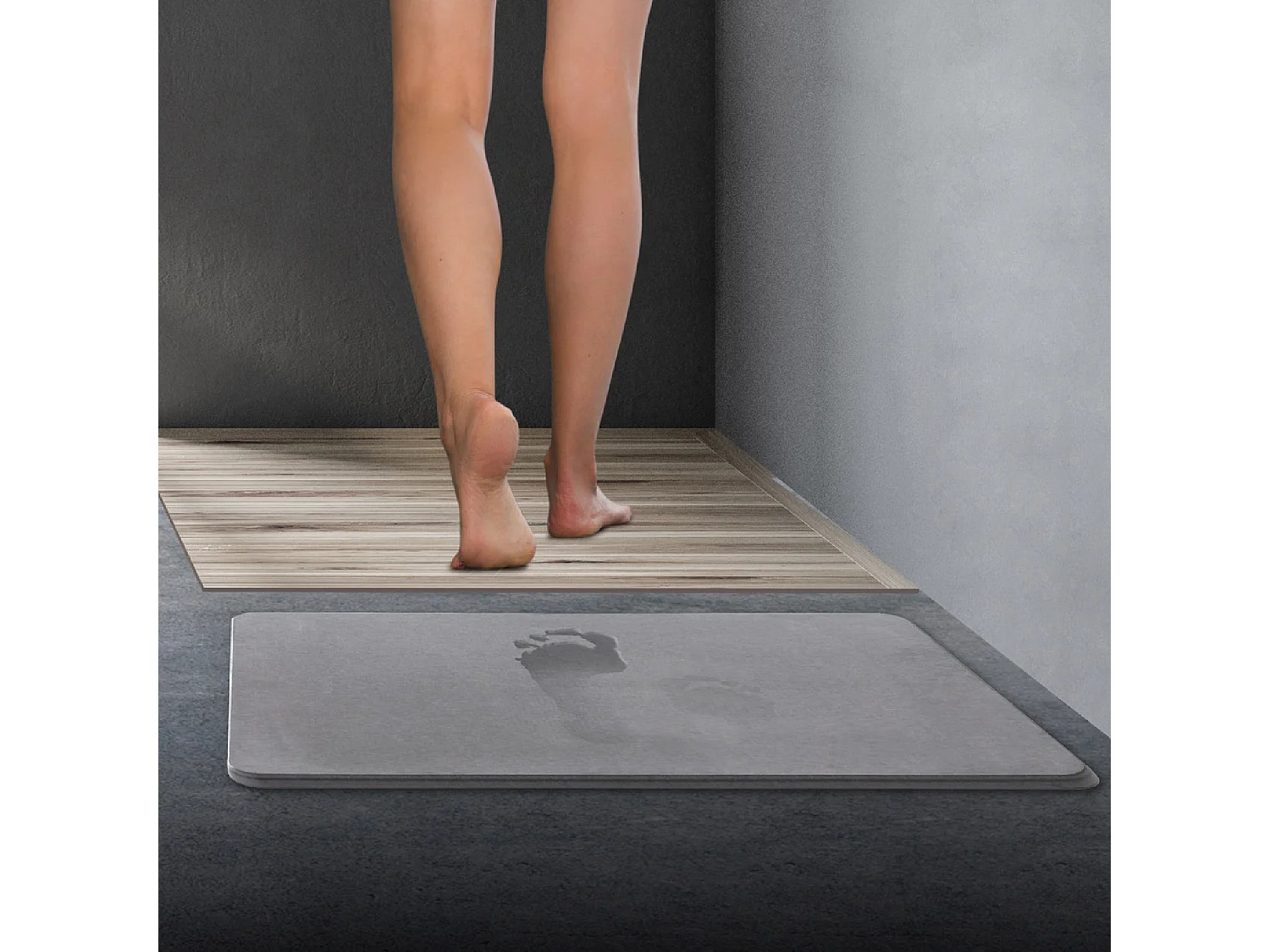 Tapis de Salle de Bain "Diatomite" 35x45cm Gris
