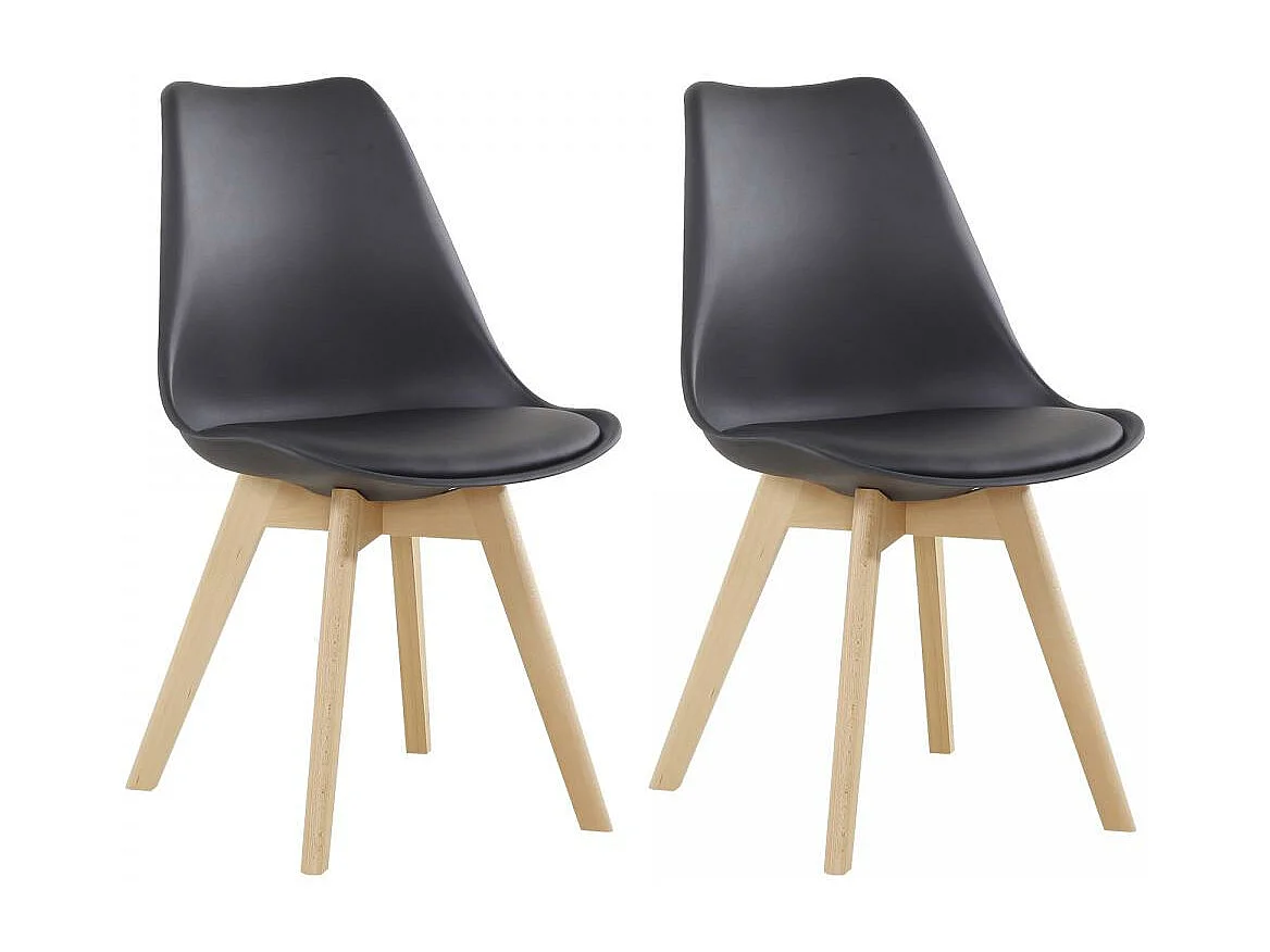 Chaise semi artisanal LOT DE 2 ATE 56x48x83 noir