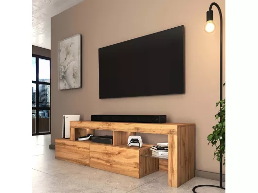 Kauf Unique TV-Möbel TV-Element im asymmetrischen Design - 172 cm breit - Wotan Eiche mit LED - ASTEN