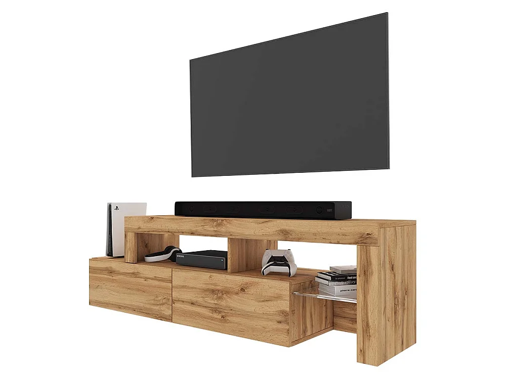 Mobile TV asimmetrico - 172 cm - rovere wotan con LED - Asten