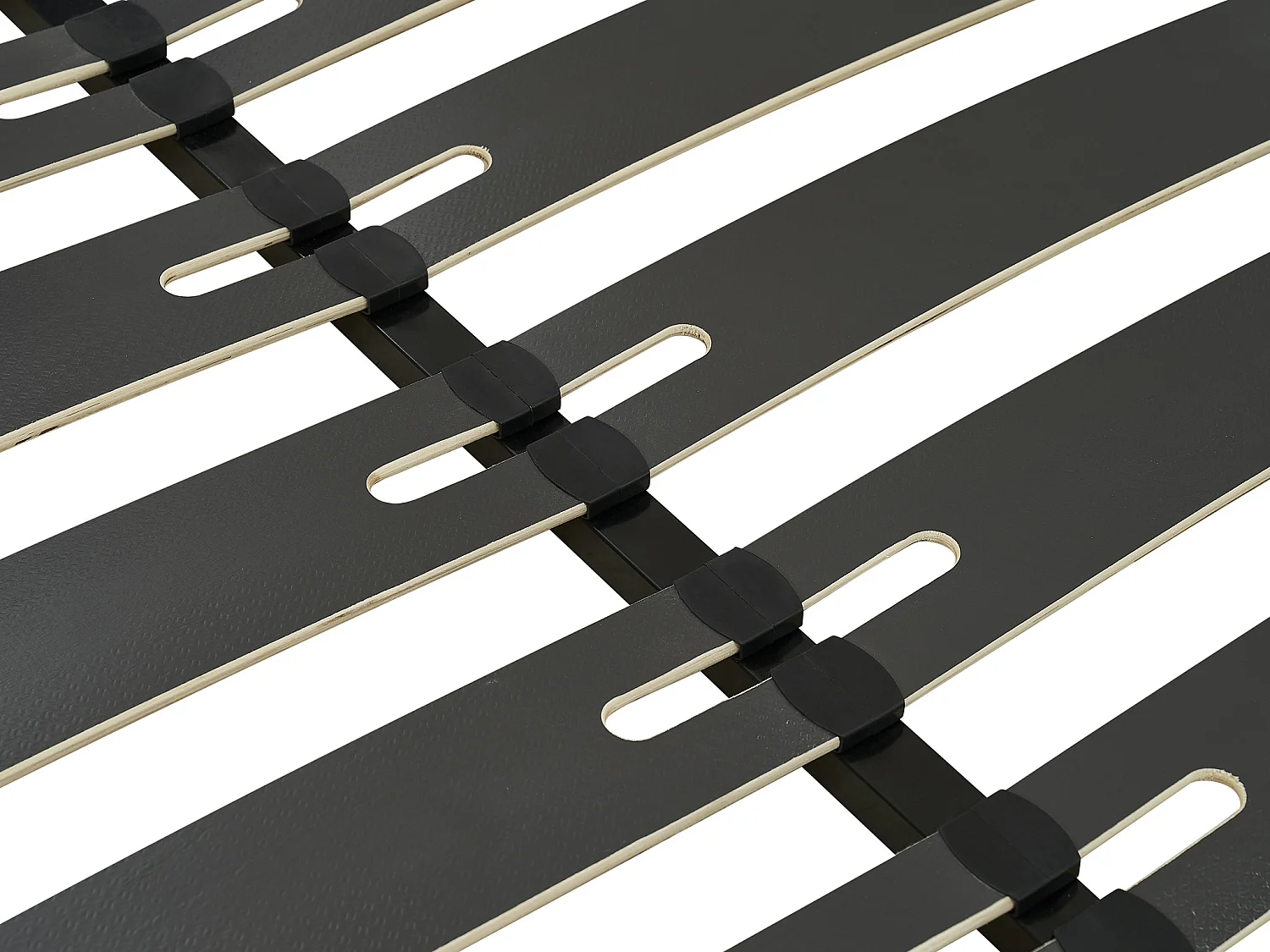 Sommier cadre à lattes 140 x 190 cm - 2 x 9 lattes - Antidérapant - Sans pied - Noir - MONTIANO de YSMÉE