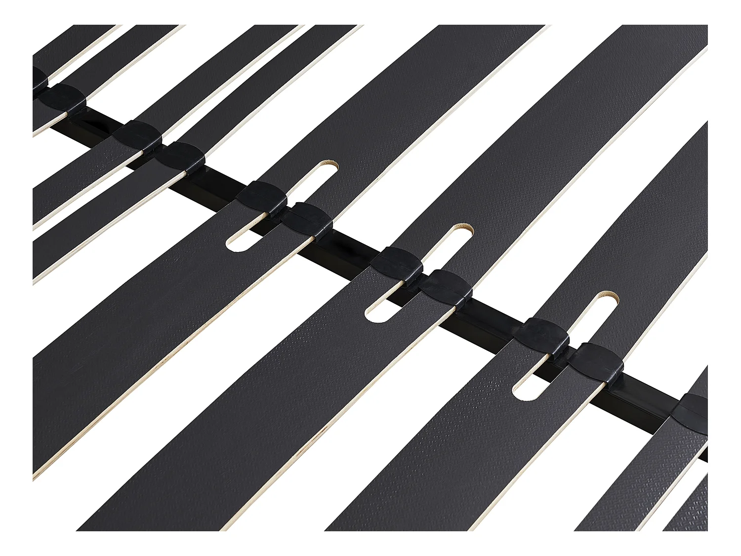 Somier de láminas para montar 140 x 190 cm - 30 láminas - Reforzado con 3 zonas de soporte lumbar - Sin patas - Negro - CERRISI de YSMÉE