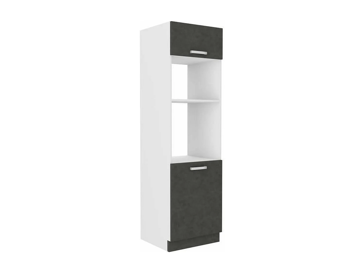 Meuble colonne four 2 portes battantes - Gris - 60 x 57 x 210 cm - LASSEN