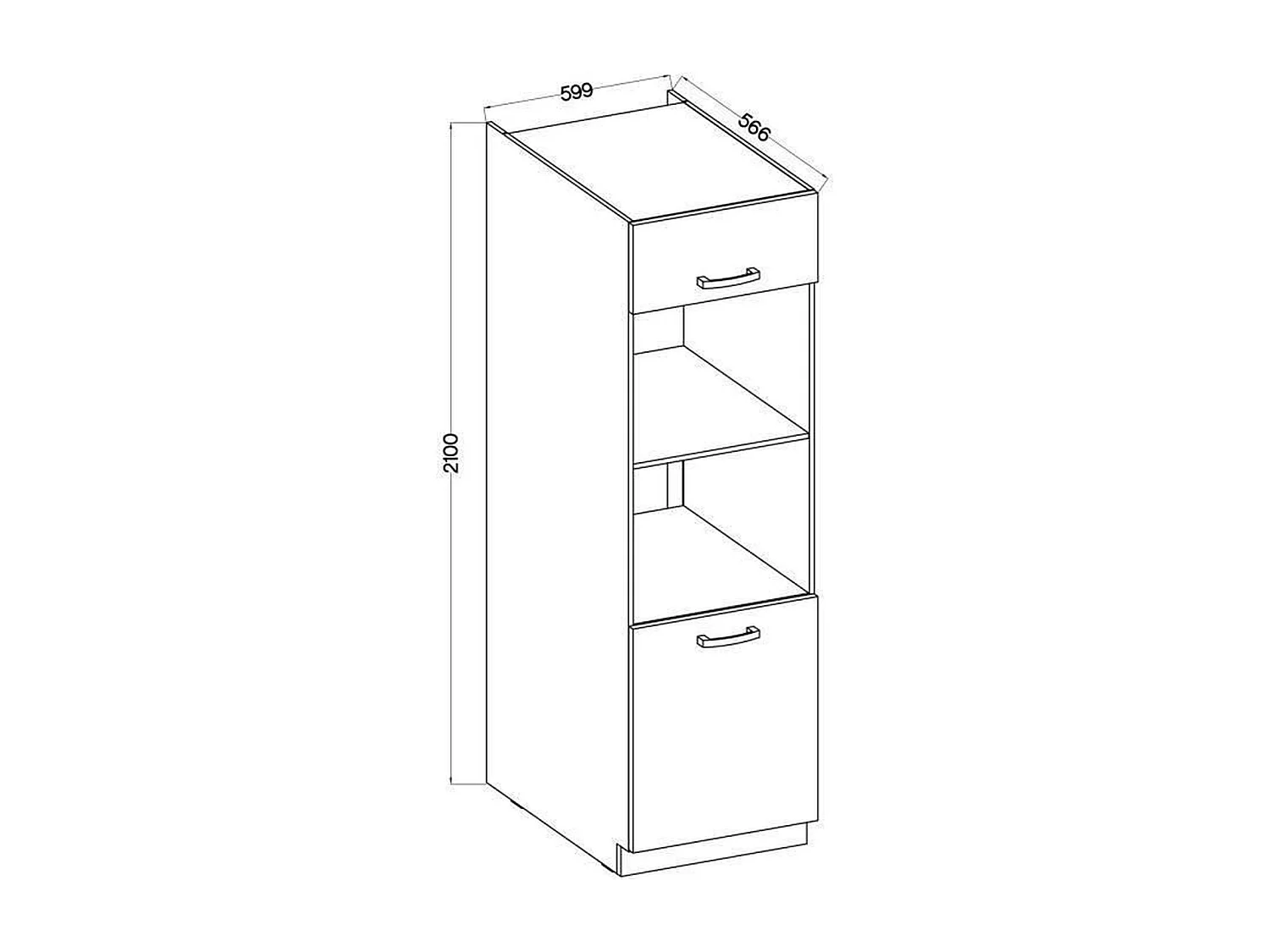 Meuble colonne four 2 portes battantes - chêne sonoma - 60 x 57 x 210 cm - LASSEN