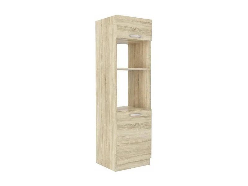 Meuble colonne four 2 portes battantes - chêne sonoma - 60 x 57 x 210 cm - LASSEN