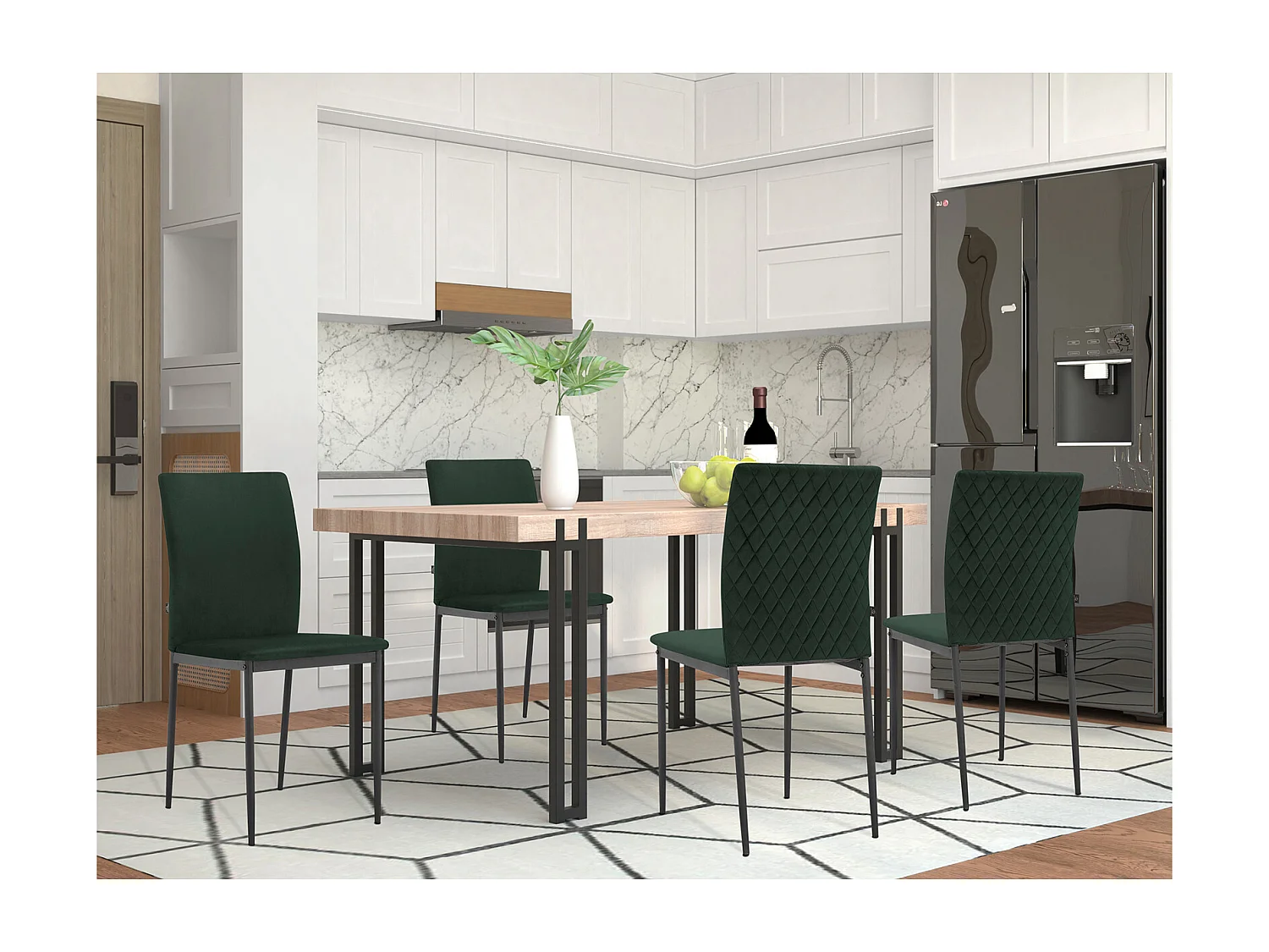 Pavia|Chaise de salle à manger 2 PK Vert