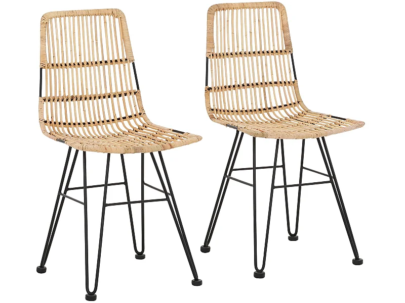 Stoel 2 PK Rotan kubu natur