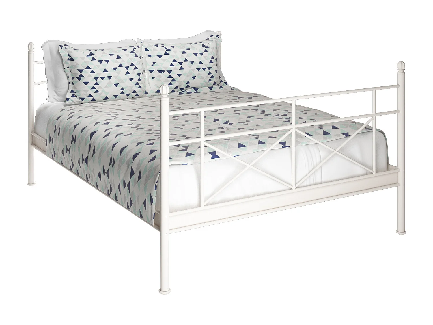 Thora | Cama 160x200 cm em Metal Branco