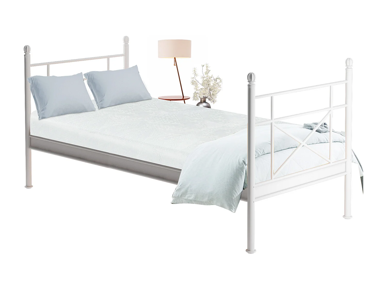 Thora|Lit 90x200 cm en métal blanc