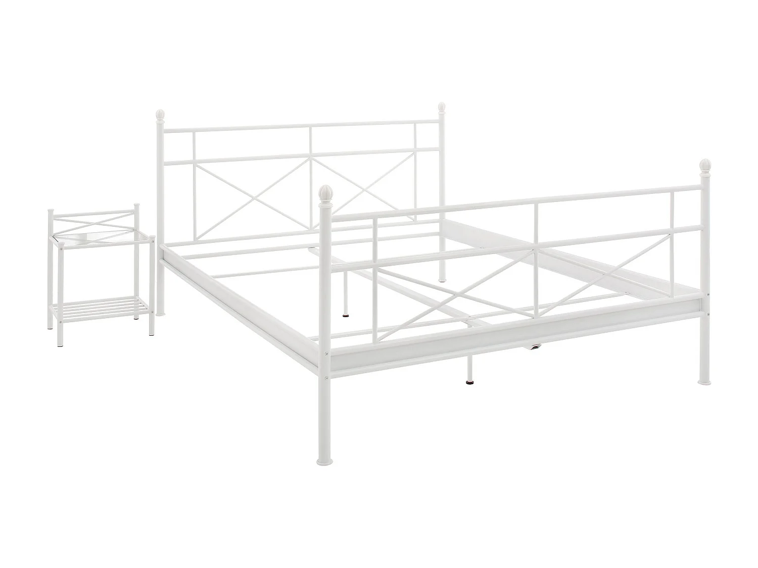 Thora|Lit 90x200 cm en métal blanc