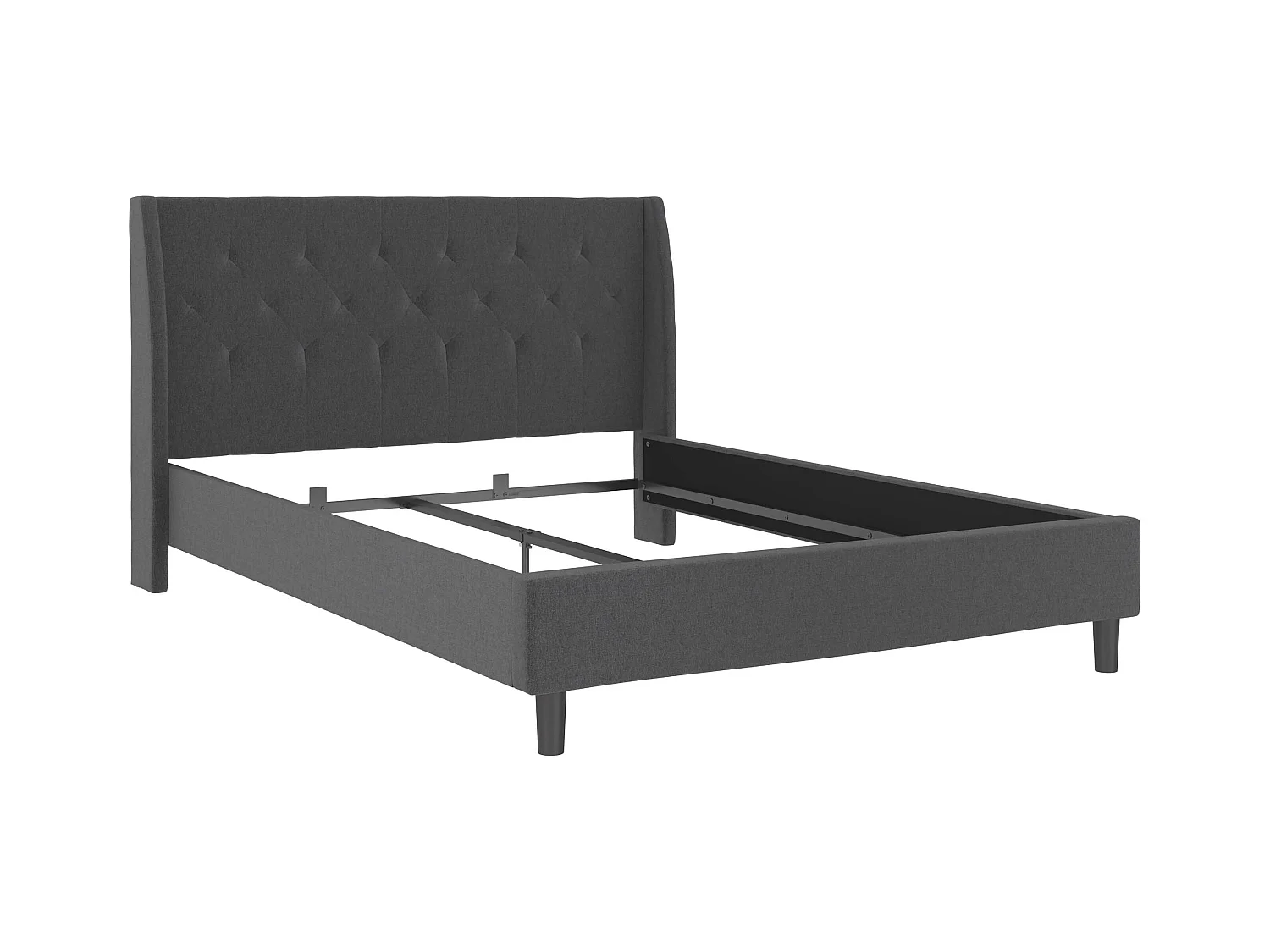 Her Majesty|Lit 140x200 cm en tissu anthracite