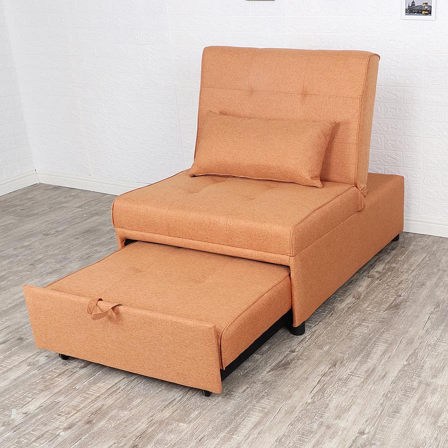 Poltrona letto pouf relax morbido imbottito HWC-E68 trasformabile tessuto giallo | Leroy Merlin