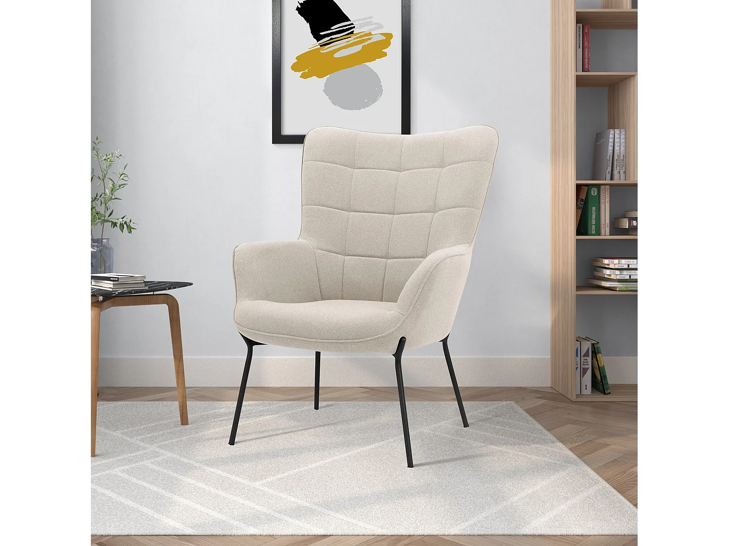 Boris|Fauteuil en velours beige