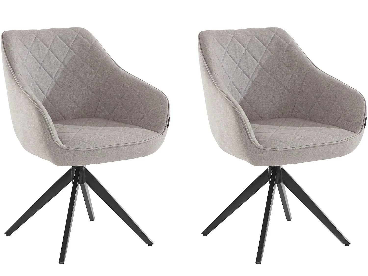 Lot de 2 chaises de salle à manger pivotantes Jamie en tissu et velours gris clair