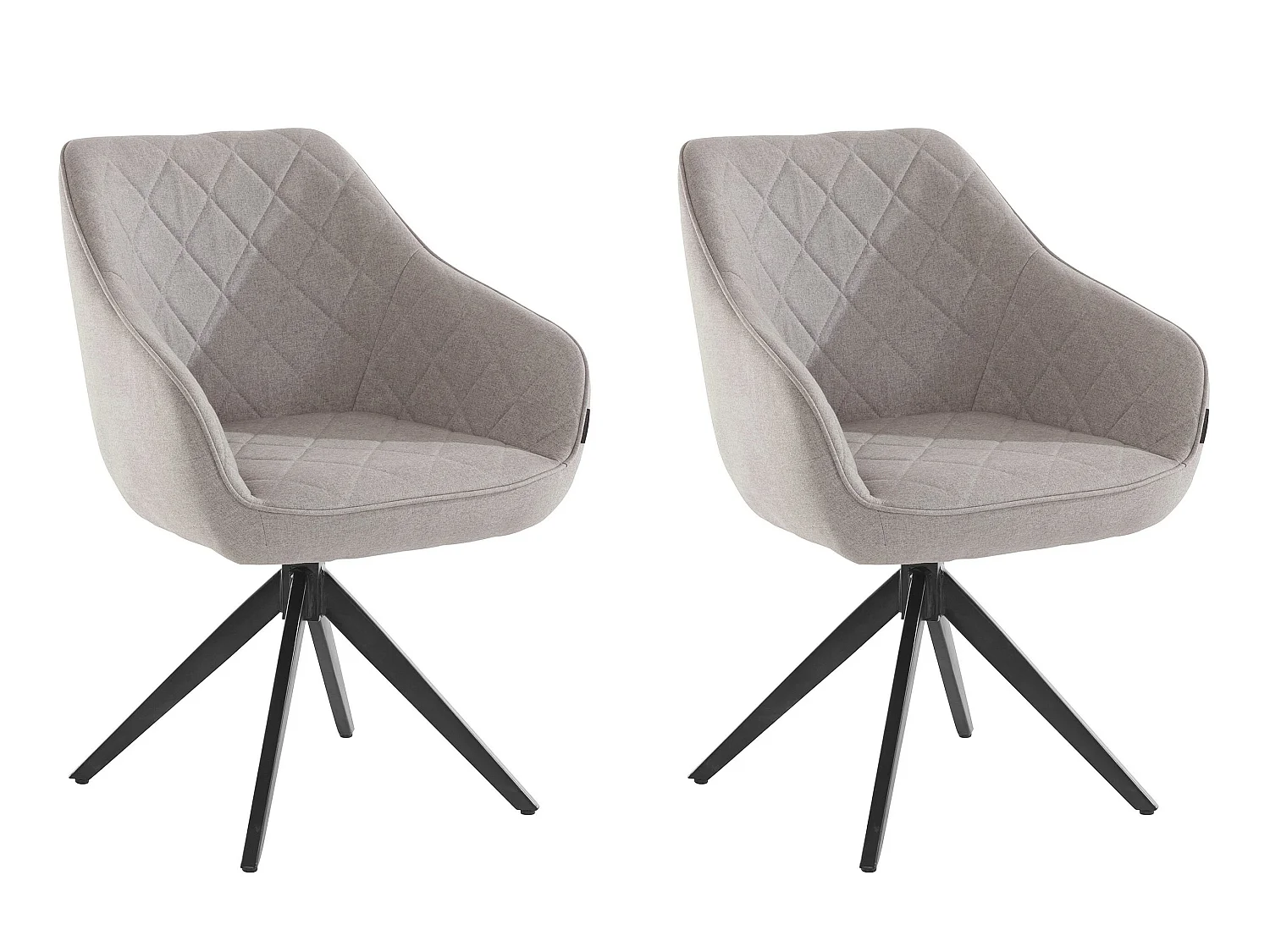 Lot de 2 chaises de salle à manger pivotantes Jamie en tissu et velours gris clair