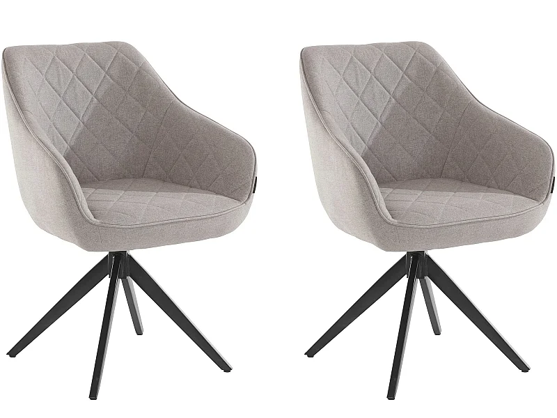 Lot de 2 chaises de salle à manger pivotantes Jamie en tissu et velours gris clair