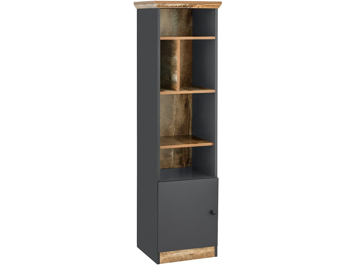 Castor | Bibliothèque avec 5 portes ouvertes Gris / Chêne