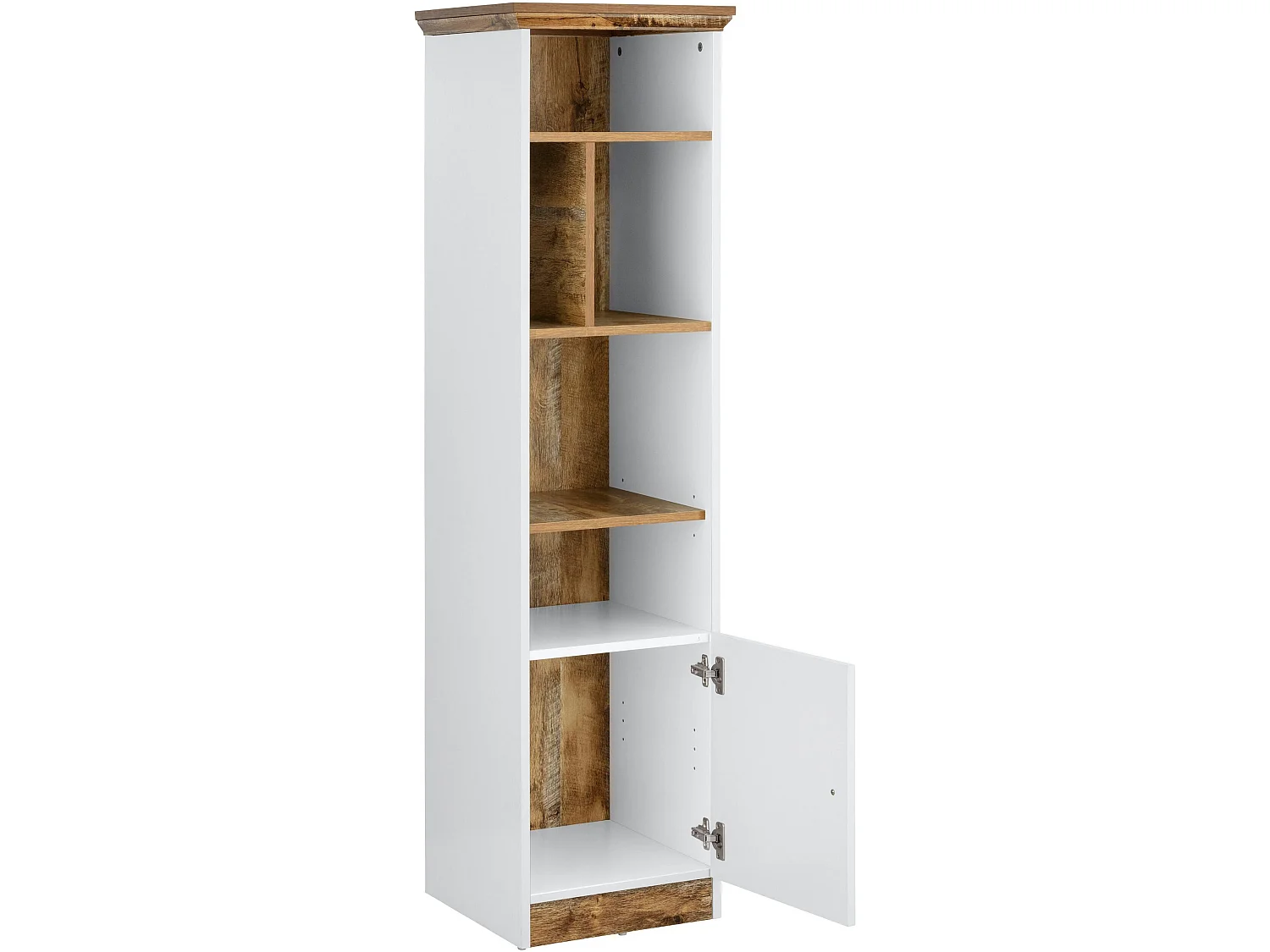 Castor|Bibliothèque avec 5 pièces ouvertes Blanc / Chêne