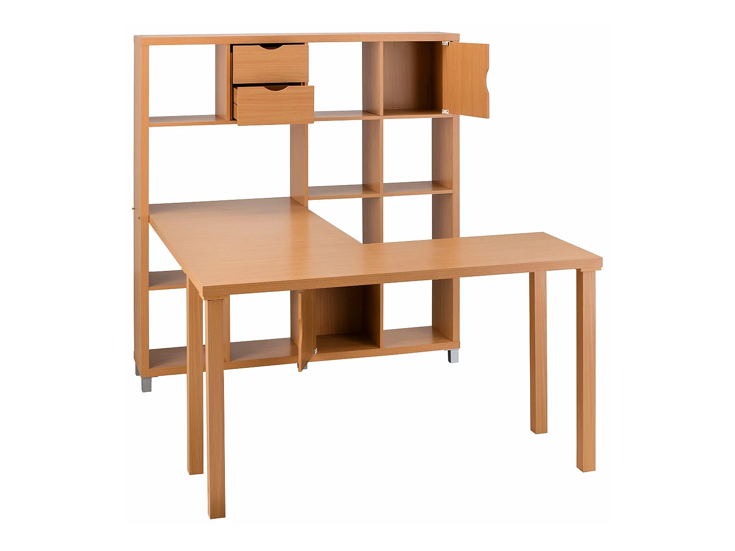 Kiwi|Bibliothèque avec bureau en MDF hêtre