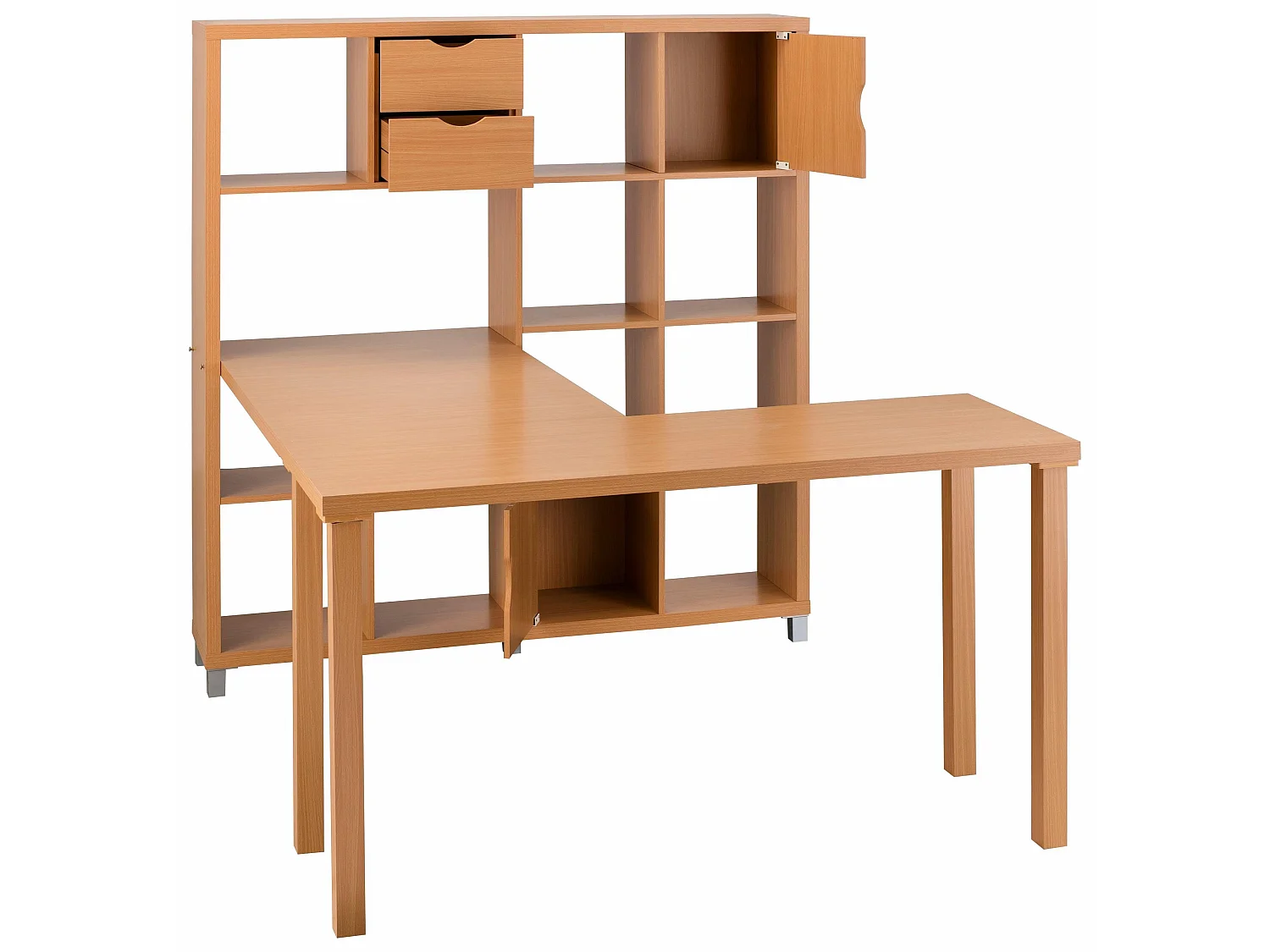 Kiwi|Bibliothèque avec bureau en MDF hêtre