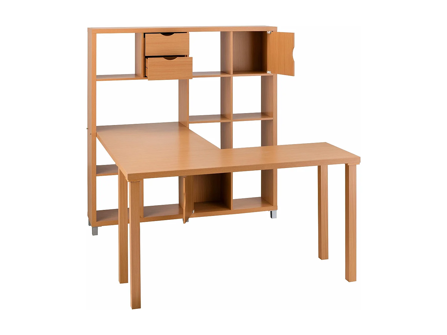 Kiwi|Bibliothèque avec bureau en MDF hêtre