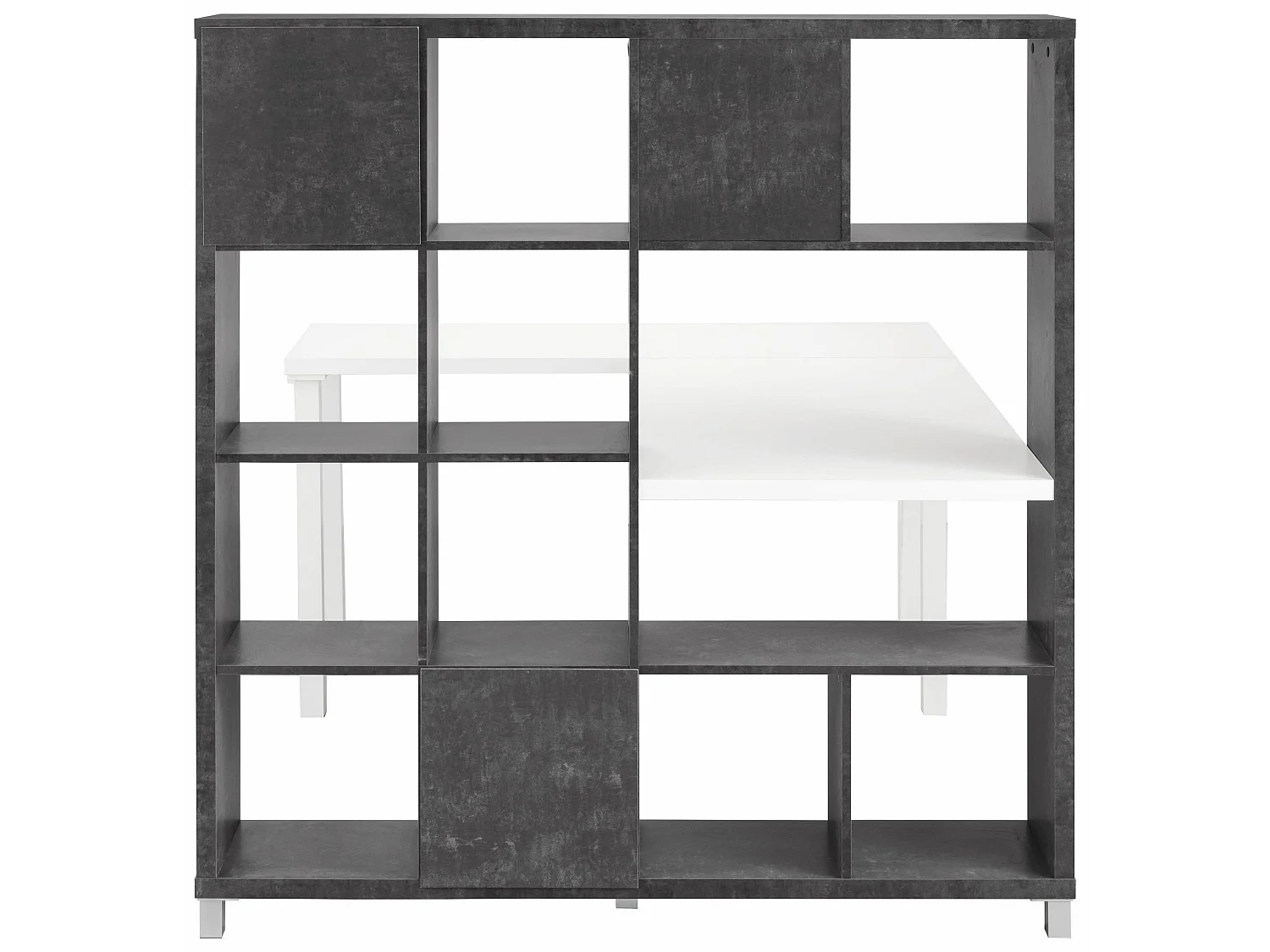 Kiwi|Bibliothèque avec bureau en MDF Beton / Blanc