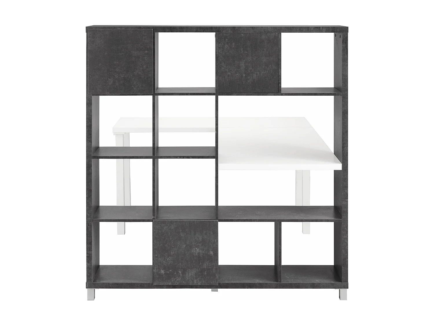 Kiwi|Bibliothèque avec bureau en MDF Beton / Blanc