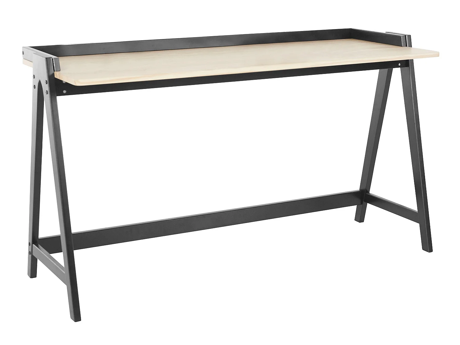 Schreibtisch Kiefer in Schwarz Natur