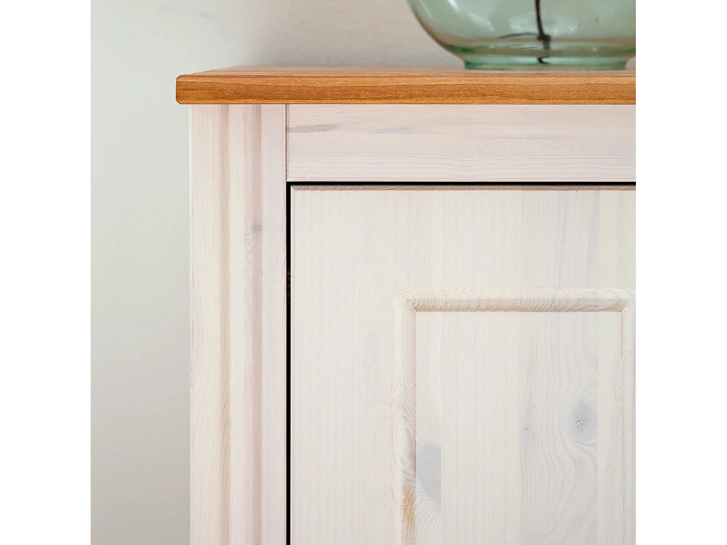 Anita|Bureau avec 3 tiroirs et 1 porte en pin blanc / miel