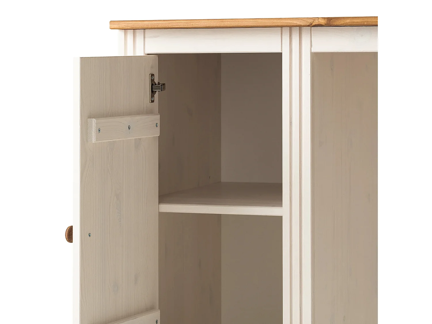 Secretária com 2 gavetas em MDF preto e tampo em pinho natural