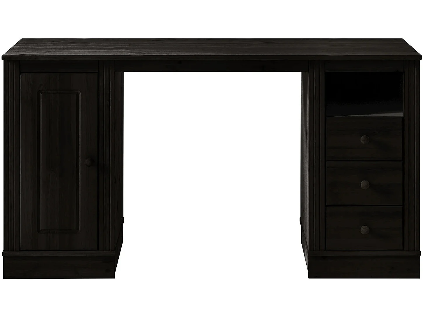 Anita | Bureau avec 3 tiroirs et 1 porte en pin Marron