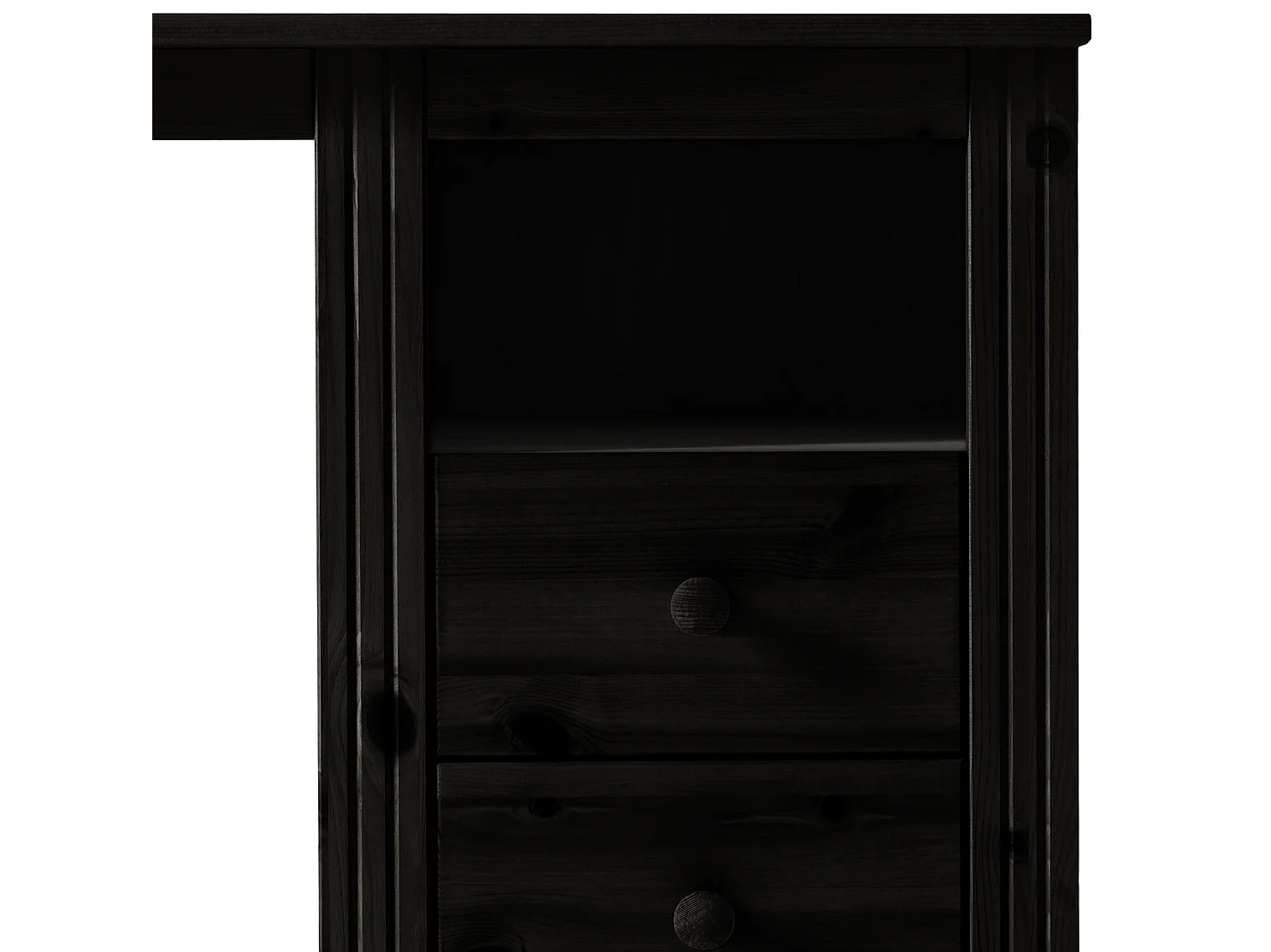 Anita | Bureau avec 3 tiroirs et 1 porte en pin Marron