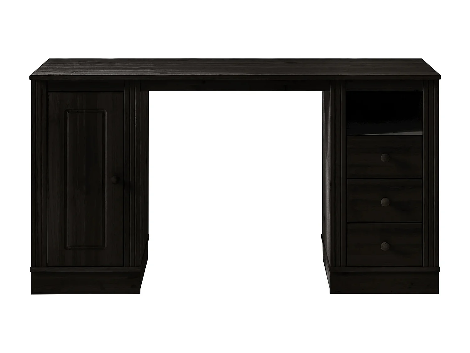 Anita | Bureau avec 3 tiroirs et 1 porte en pin Marron