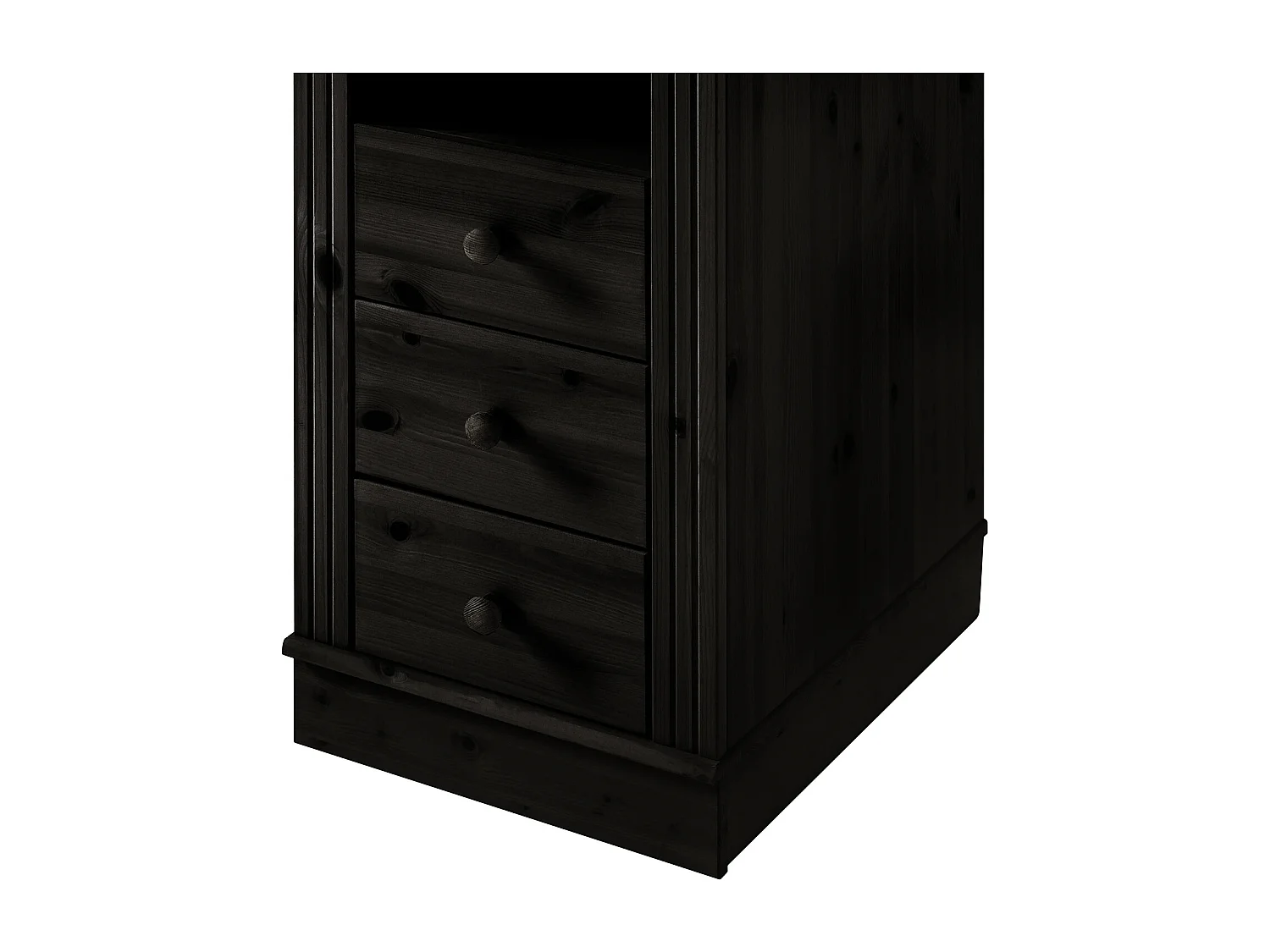 Anita | Bureau avec 3 tiroirs et 1 porte en pin Marron