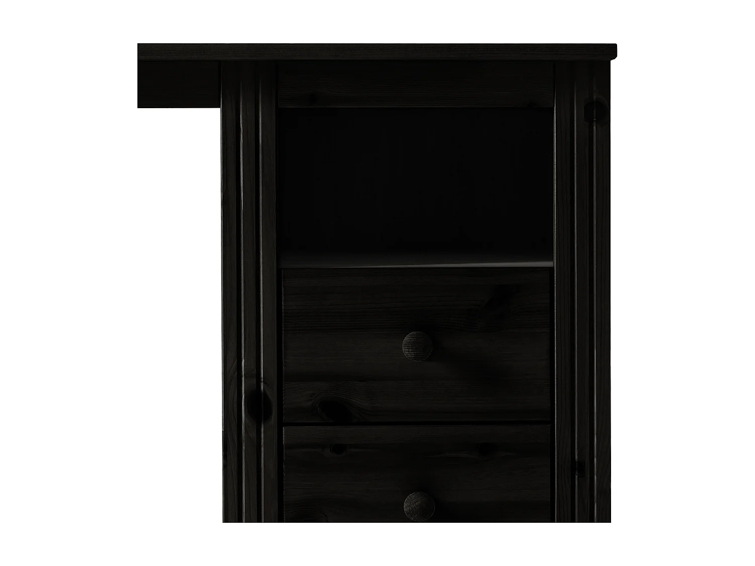 Anita | Bureau avec 3 tiroirs et 1 porte en pin Marron