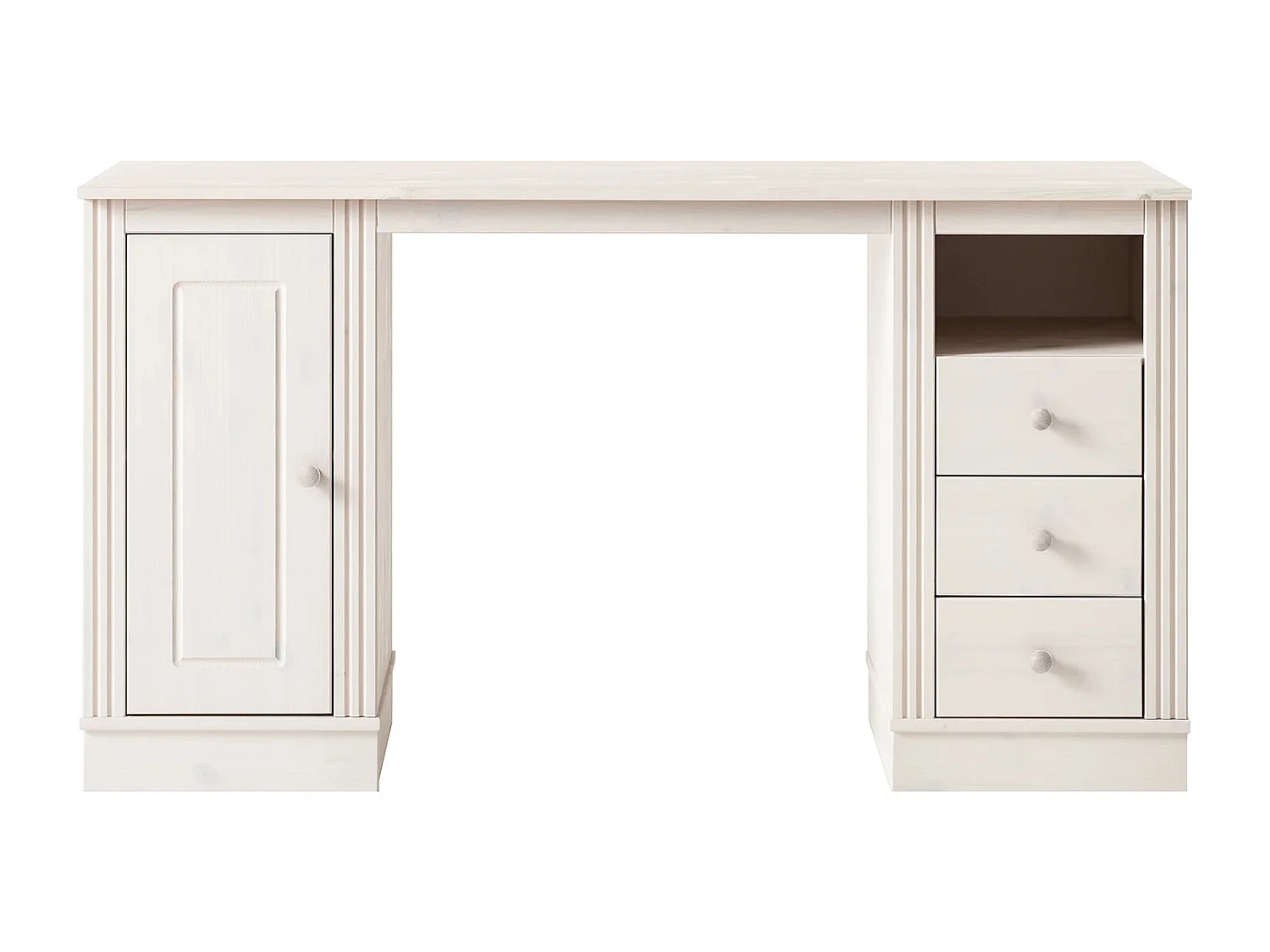 Anita|Bureau avec 3 tiroirs et 1 porte en pin blanc