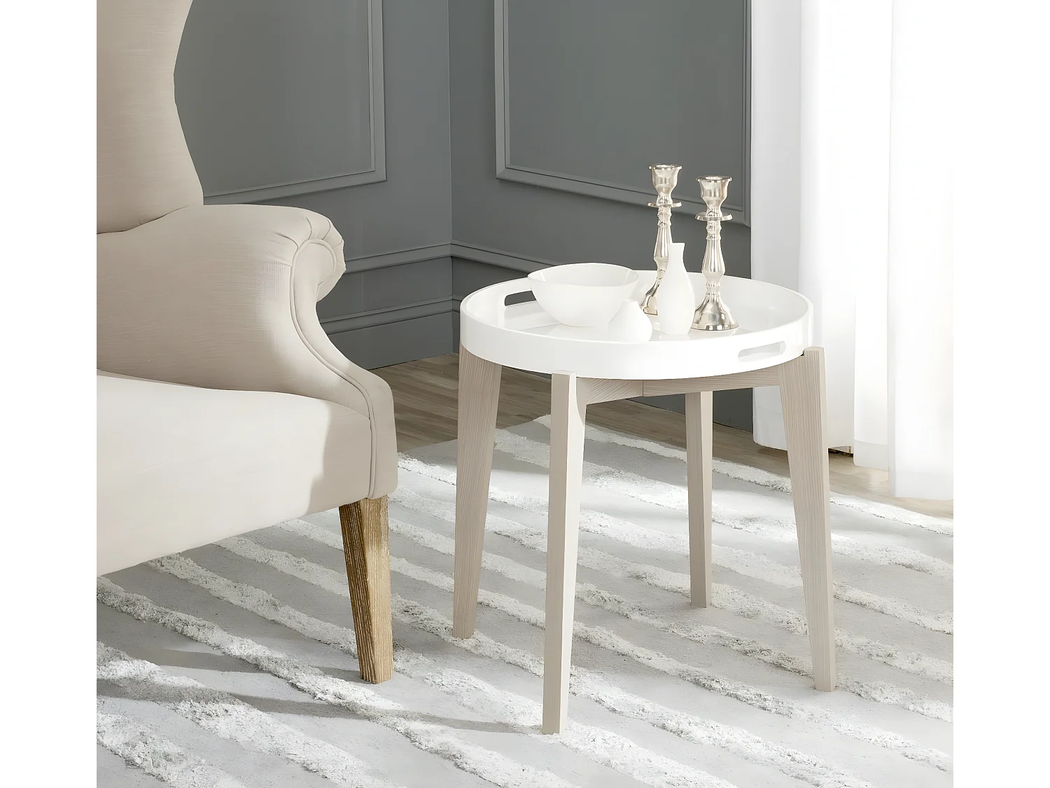 Table d'appoint Blanc et gris 50 X 50 X 54.1 cm - Cornie