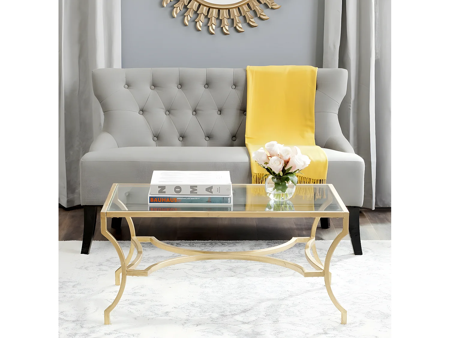 Table d'appoint Or et transparent 51 X 94 X 43.18 cm - Vira