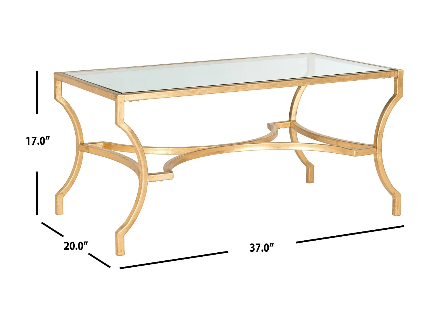 Table d'appoint Or et transparent 51 X 94 X 43.18 cm - Vira