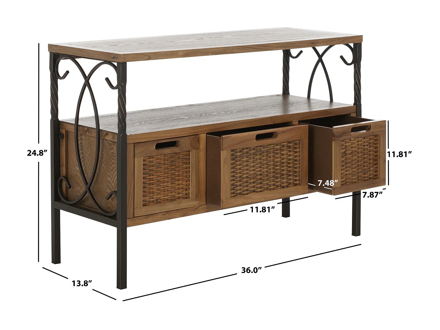 Table d'appoint Chêne 35 X 91 X 62.99 cm - Rosalyn